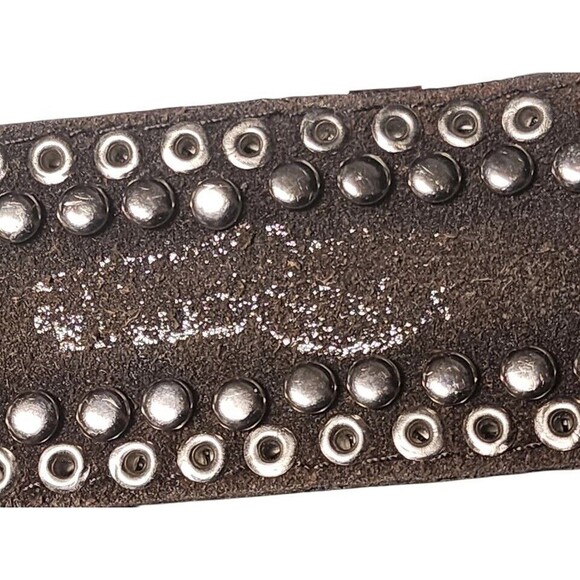 Vintage SPARKLE Leather Rhinestone Concho Belt Length 45" Western Cowgirl Boho - Picture 6 of 7